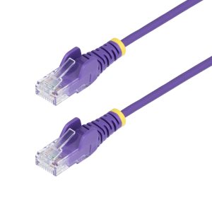 StarTech.com 1m Purple Slim CAT6 Ethernet Cable, Snagless, 100W PoE, UTP, LSZH, 28AWG Pure Bare Copper Wire, Slim RJ45 Network Patch Cord w/Strain Reliefs, Individually Tested