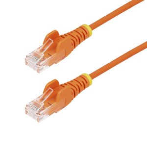 StarTech.com 15m Orange Slim CAT6 Ethernet Cable, Snagless, 100W PoE, UTP, LSZH, 28AWG Pure Bare Copper Wire, Slim RJ45 Network Patch Cord w/Strain Reliefs, Individually Tested