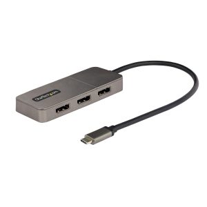 StarTech.com 3-Port USB-C Multi-Monitor Adapter, USB Type-C to 3x DisplayPort 1.4 MST Hub, Triple 4K 60Hz DP Laptop Display Extender / Splitter, HDR, Extra-Long Built-In Cable - Windows Only