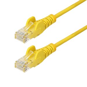 StarTech.com 1.5m Yellow Slim CAT6 Ethernet Cable, Snagless, 100W PoE, UTP, LSZH, 28AWG Pure Bare Copper Wire, Slim RJ45 Network Patch Cord w/Strain Reliefs, Individually Tested