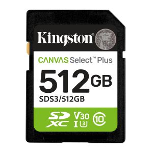 Kingston Technology 512GB SDXC Canvas Select Plus Gen3 150MB/s C10 UHS-I U3 V30