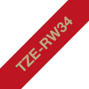 Brother TZE-RW34 label-making tape Gold on red