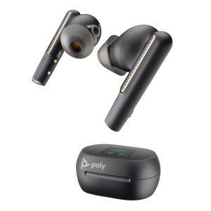 HP Poly Voyager Free 60+ UC Carbon Black Earbuds +BT700 USB-A Adapter +Touchscreen Charge Case
