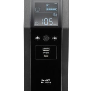 APC Back-UPS Pro, 1200VA/720W, Tower, 230V, 8x IEC C13 outlets, Sine Wave, AVR, USB Type A + C ports, LCD, User Replaceable Battery
