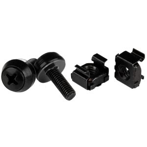 StarTech.com 50 Pack 10-32 Server Rack Cage Nuts and Screws w/Washers - Rack Mount Hardware Kit - Network/IT Equipment Cabinet Clip/Captive Nuts & Bolts for Square Holes - Black - TAA
