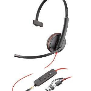 HP Poly Blackwire 3215 Monaural USB-C Headset +3.5mm Plug +USB-C/A Adapter (Bulk)