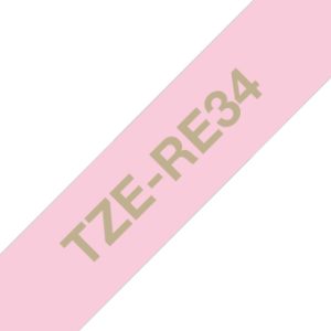 Brother TZE-RE34 label-making tape Gold on Pink