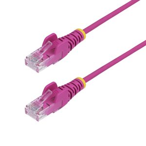 StarTech.com 1.5m Pink Slim CAT6 Ethernet Cable, Snagless, 100W PoE, UTP, LSZH, 28AWG Pure Bare Copper Wire, Slim RJ45 Network Patch Cord w/Strain Reliefs, Individually Tested