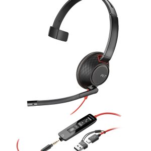 HP Poly Blackwire 5210 Monaural USB-C Headset +3.5mm Plug +USB-C/A Adapter (Bulk)